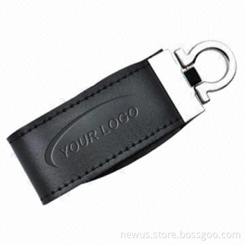 Leather USB Flash Drive with 2 to 64GB Capacity, Customized Logos, Designs Accepted